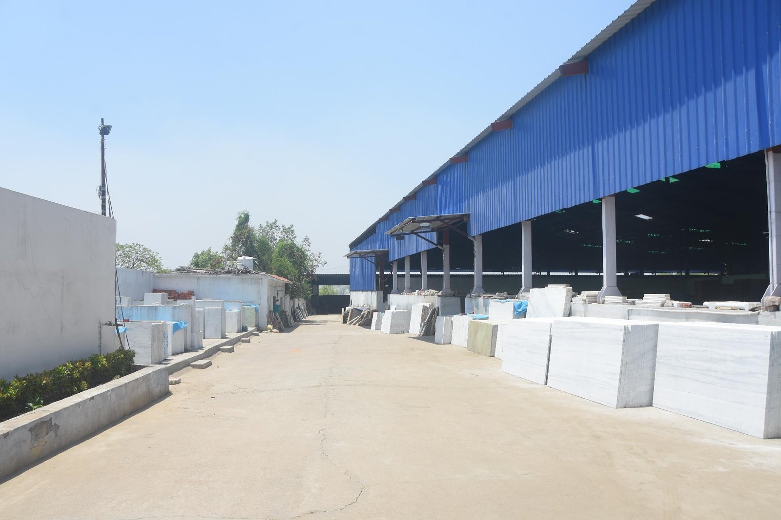 Tile boxes stacked in the warehouse